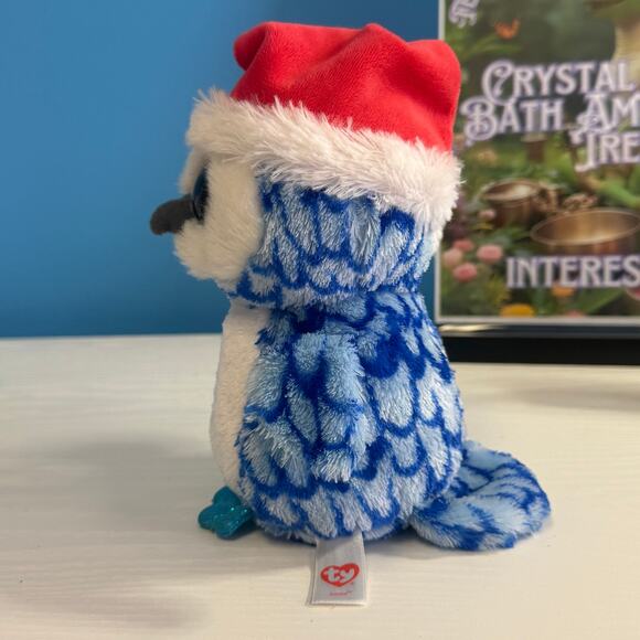 TY Beanie Boo Icicles Owl Christmas Plush Blue White EUC - Picture 4 of 5